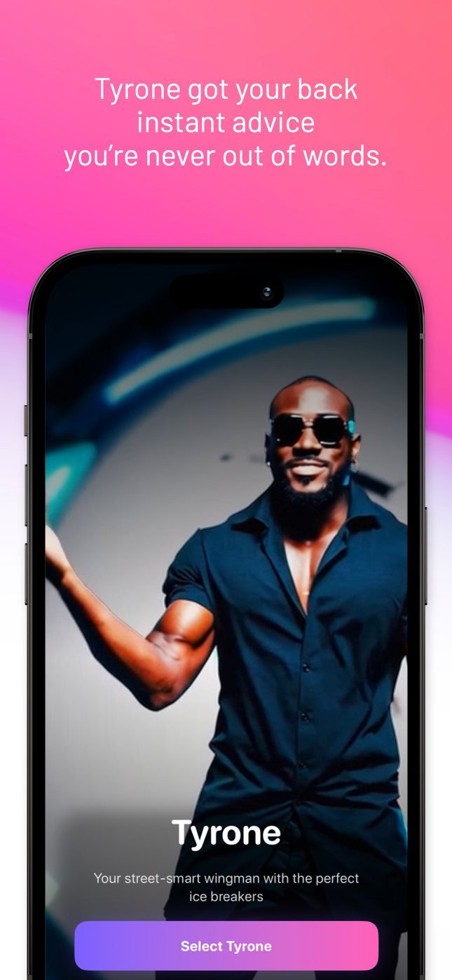Tyrone’s character card — instant advice so you are never out of words.